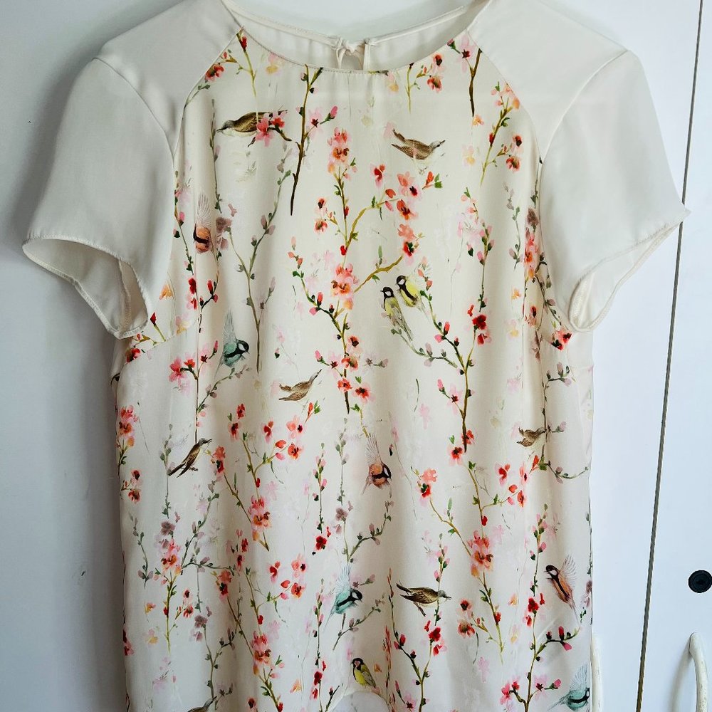 Zara Cherry Blossoms and Birds Blouse